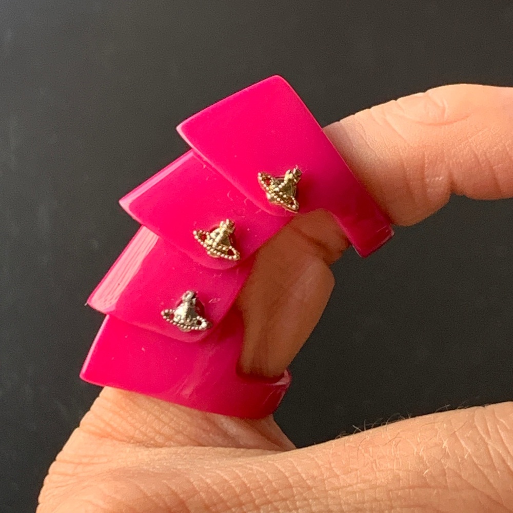 Vivienne Westwood Nana Anime M Vintage Armor Ring w/ Pink Resin